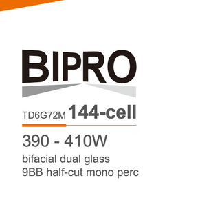 TALESUN BIPRO 410W BIFACIAL DOUBLE GLASSES TD6G72M 9BB HALF CUT MONO PERC